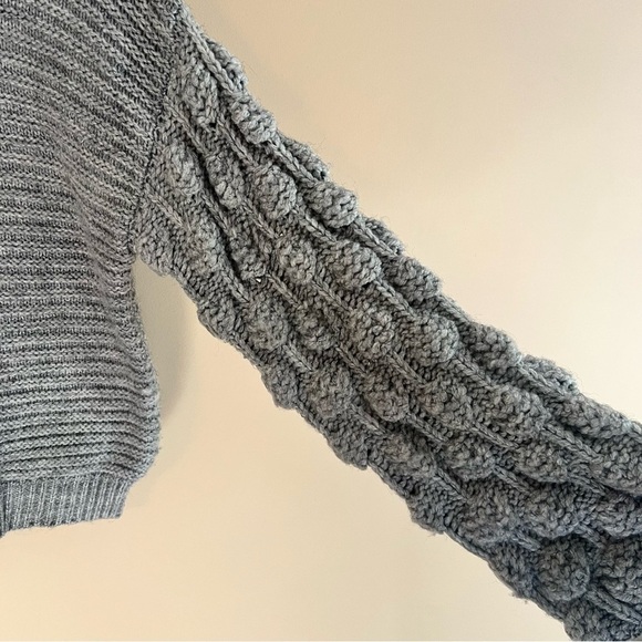 Francescas Gray Bubble Sleeve Knit Sweater - Picture 2 of 6
